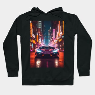 Asian Neon City Sports Car Hoodie